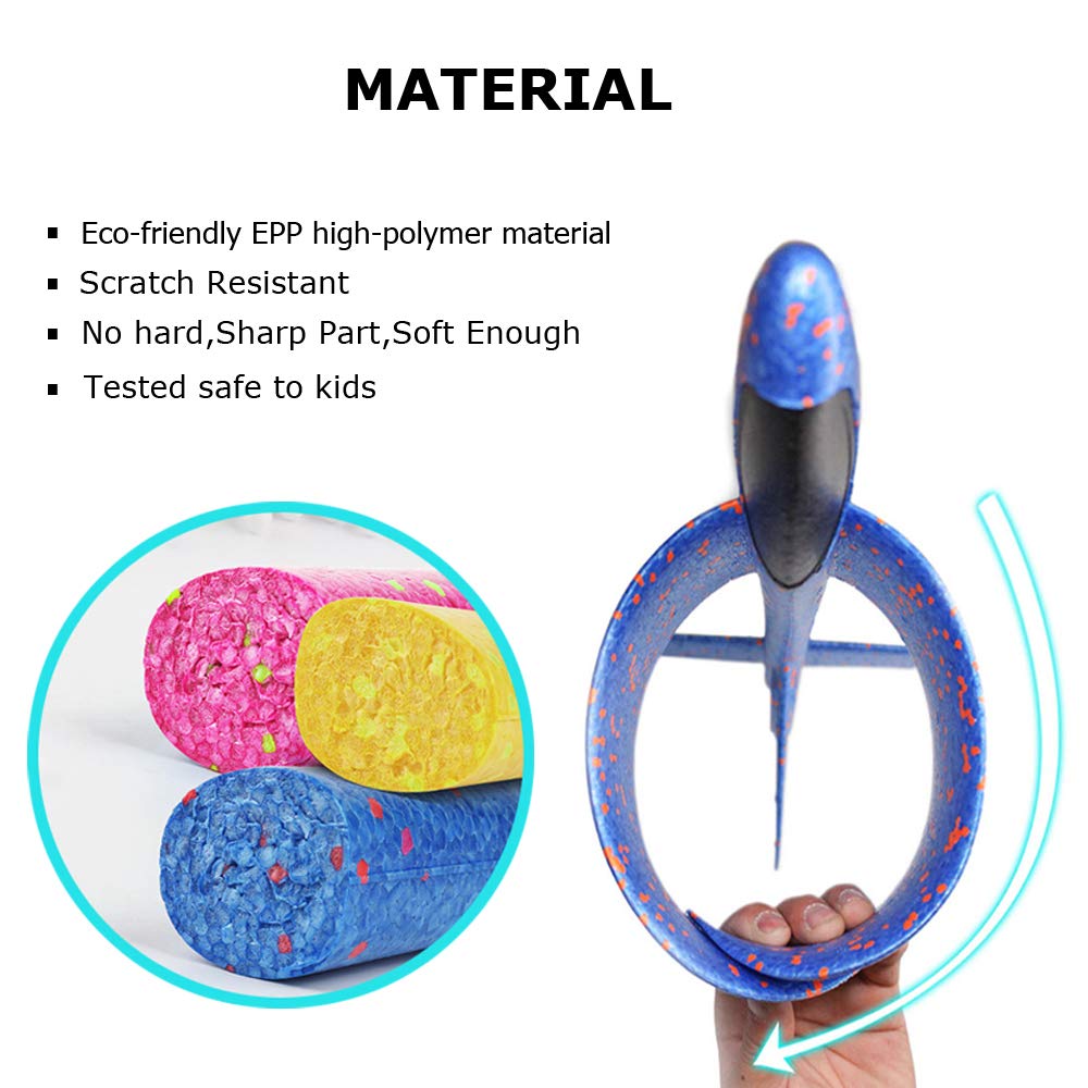 BooTaa 2 Pack Airplane Toys, 17.5" Large Throwing Foam Plane, 2 Flight Mode Glider, Flying Toy for Kids, Birthday Gifts for 3 4 5 6 7 8 9 10 11 12 Year Old Boys Girls, Outdoor Sport Toys Party Favors