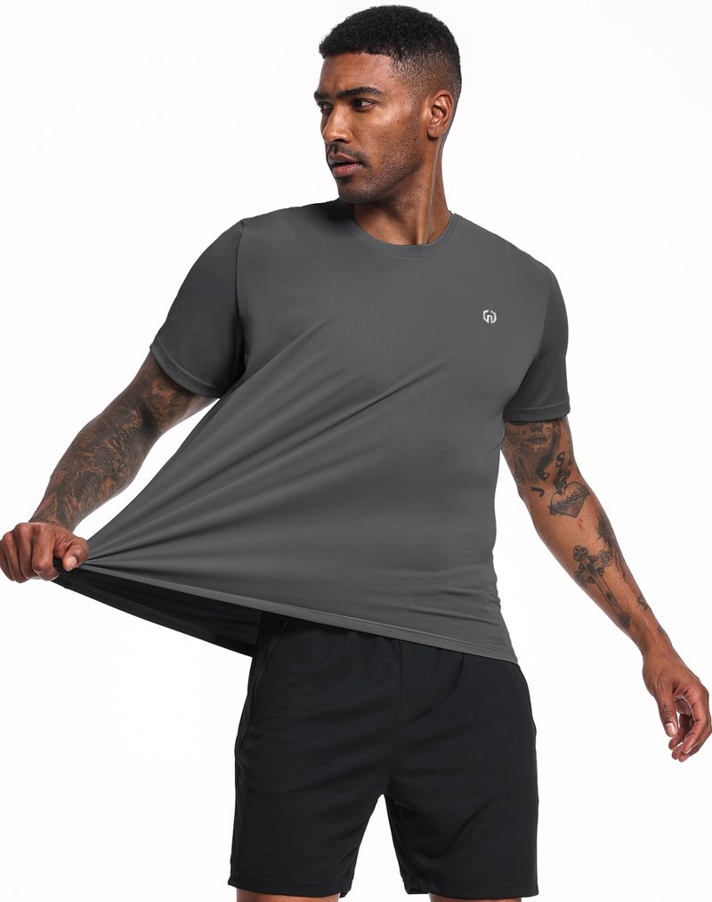 NELEUS Men's 3 Pack Running Shirt Gym Athletic Workout Shirts,5017,Dark Grey/Dark Grey/Dark Grey,XL