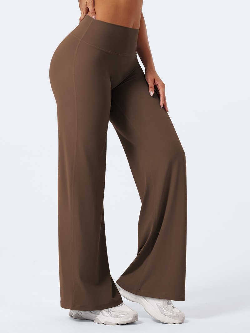 YEOREO Workout Leggings Womens No Front Seam Straight Leggings 31.5" Thin Fleece High Waist Buttery Eddiy Gym Yoga Pants Brown XS