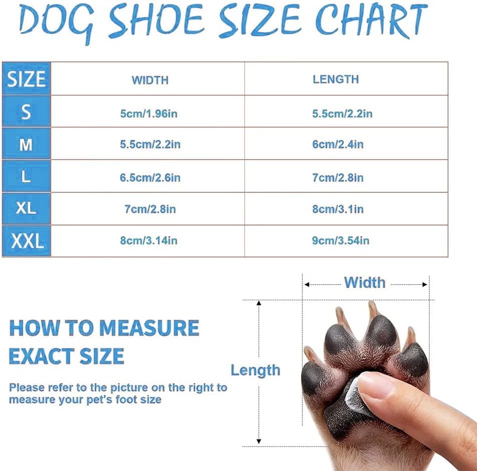 Dog Boots, Set of 4 Waterproof Dog Shoes with Reflective Straps Anti-Slip Sole Outdoor Paw Protectors Puppy Shoes for Small Medium Dogs Autumn Winter (Blue, XL)