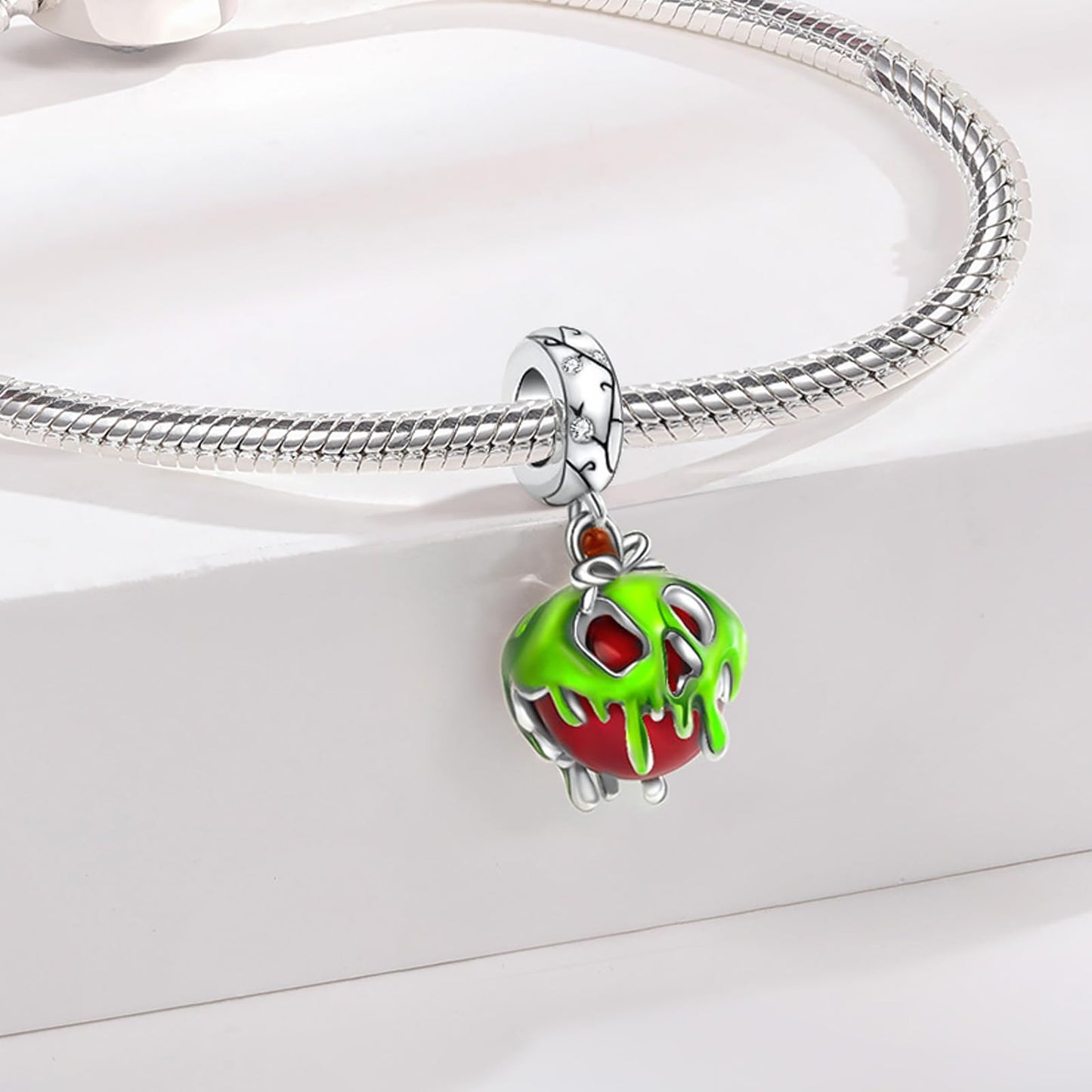 ARVALILS The Poison Apple Charm 925 Sterling Silver Charm Fits Women's Charm Bracelet & Necklace Valentine's Day Mother's Day Jewelry Gifts for Women