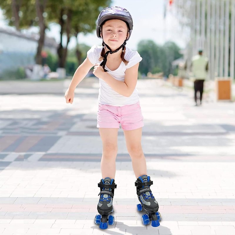 MammyGol Roller Skates for Kids - Adjustable Quad Skates with Light-Up Wheels | Ages 6-12, Perfect for Beginners
