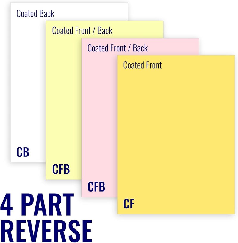 Carbonless Paper - 8.5 x 11, 4-Part Reverse, 1000 Sets | Gold, Pink, Canary, White, 4000 Sheets
