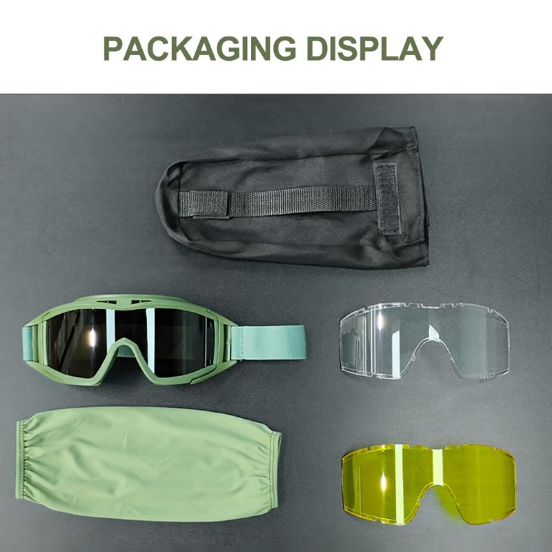 ONECUPPTOP Tactical Airsoft Goggles Anti Fog Shooting Glasses Impact Resistant Safety Goggles with 3 Interchangable Lens (Army Green)