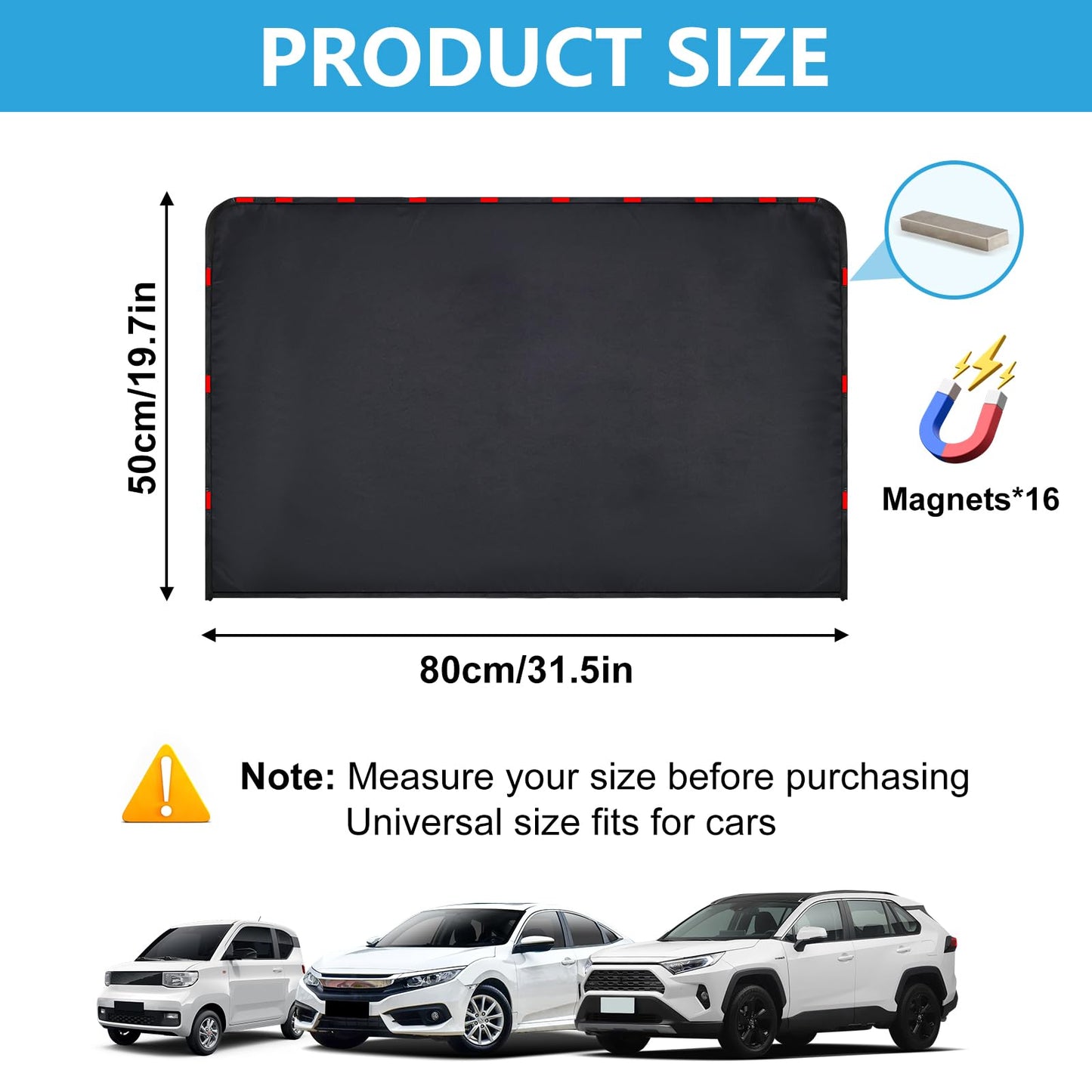 2 Pack Magnetic Car Window Shades for Baby Privacy Curtains with UV Rays Protection Car Sunshades for Blockout, Opaque, Camping, for Children/Kids/Pets/Adults