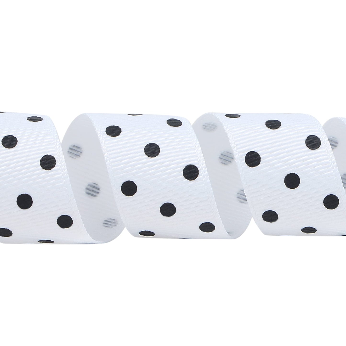 Ribbli Grosgrain Polka Dot Craft Ribbon,7/8 Inch,10-Yard Spool,White with Black Dots,Use for Hair Bows,Gift Wrapping,All Crafting and Sewing