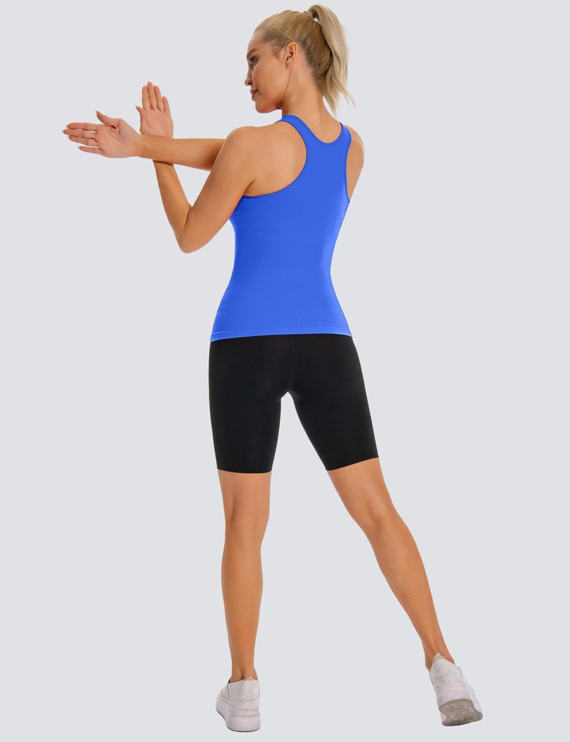 MathCat Seamless Workout Tank Top for Women with Built in Bra, Padded Racerback Ribbed Athletic Yoga Camisole (XS-XL)