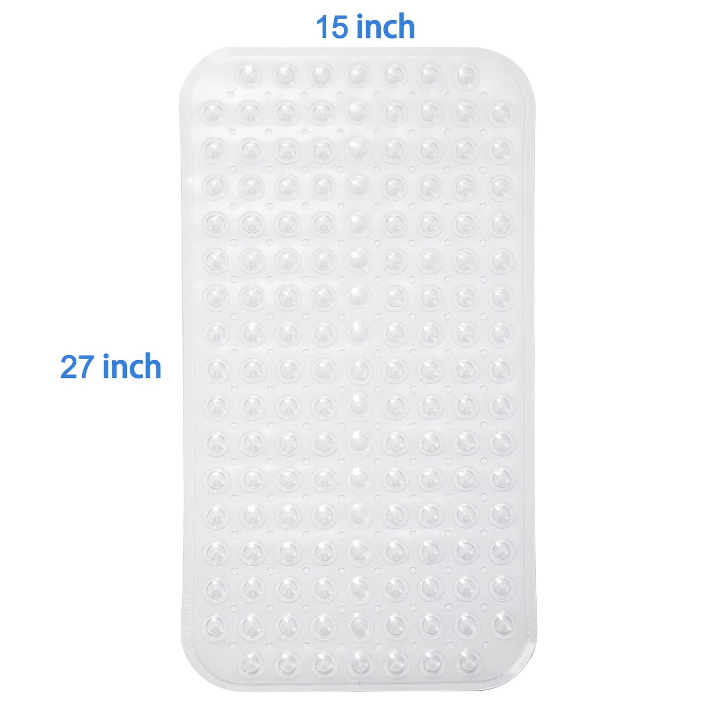 AmazerBath Bath Tub Mat, Medium Size 27.6 x 15 Inches Non-Slip Shower Mats with Suction Cups and Drain Holes, Bathroom Bathtub Mats Machine Washable (Clear)