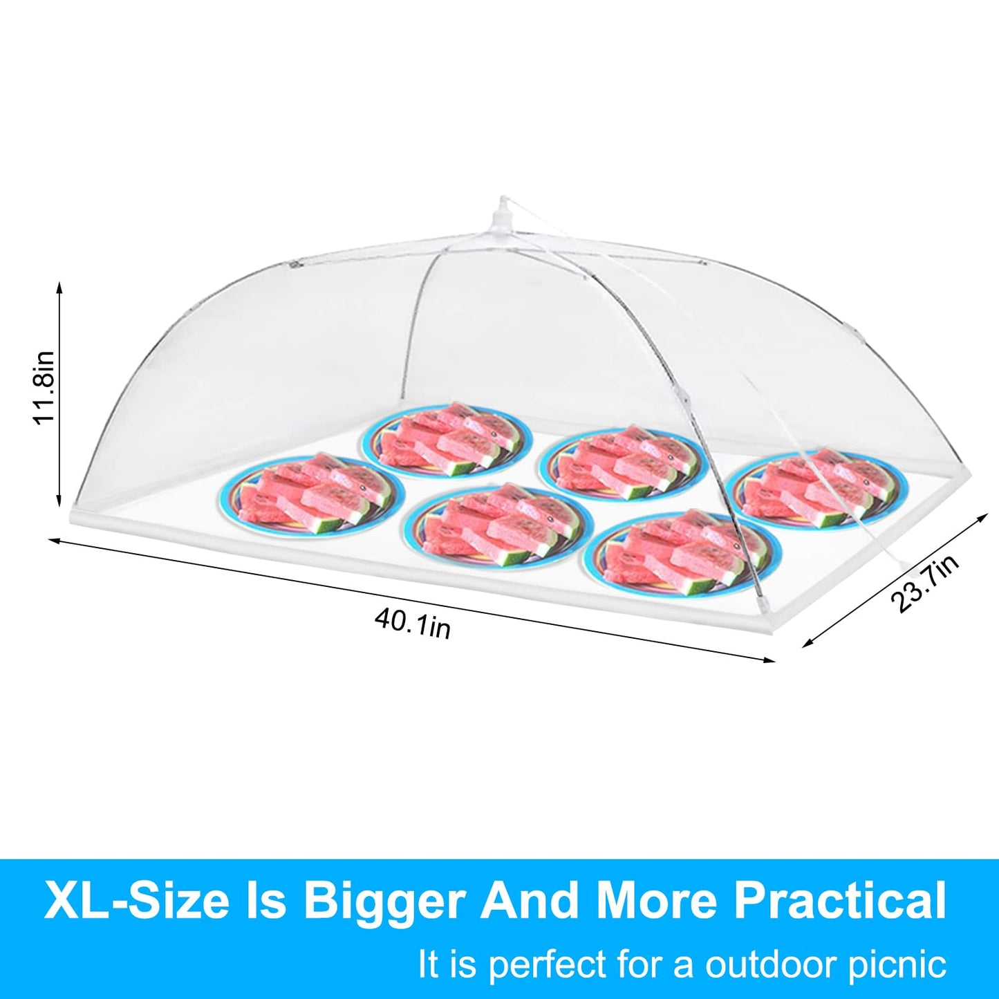 Anpro Food Covers for Outdoors (2 Extra Large with Polyester), Pop-Up Mesh Food Tents, Collapsible Reusable Bug-Proof Nets for Picnics, BBQs & Camping, Stainless Steel Frame