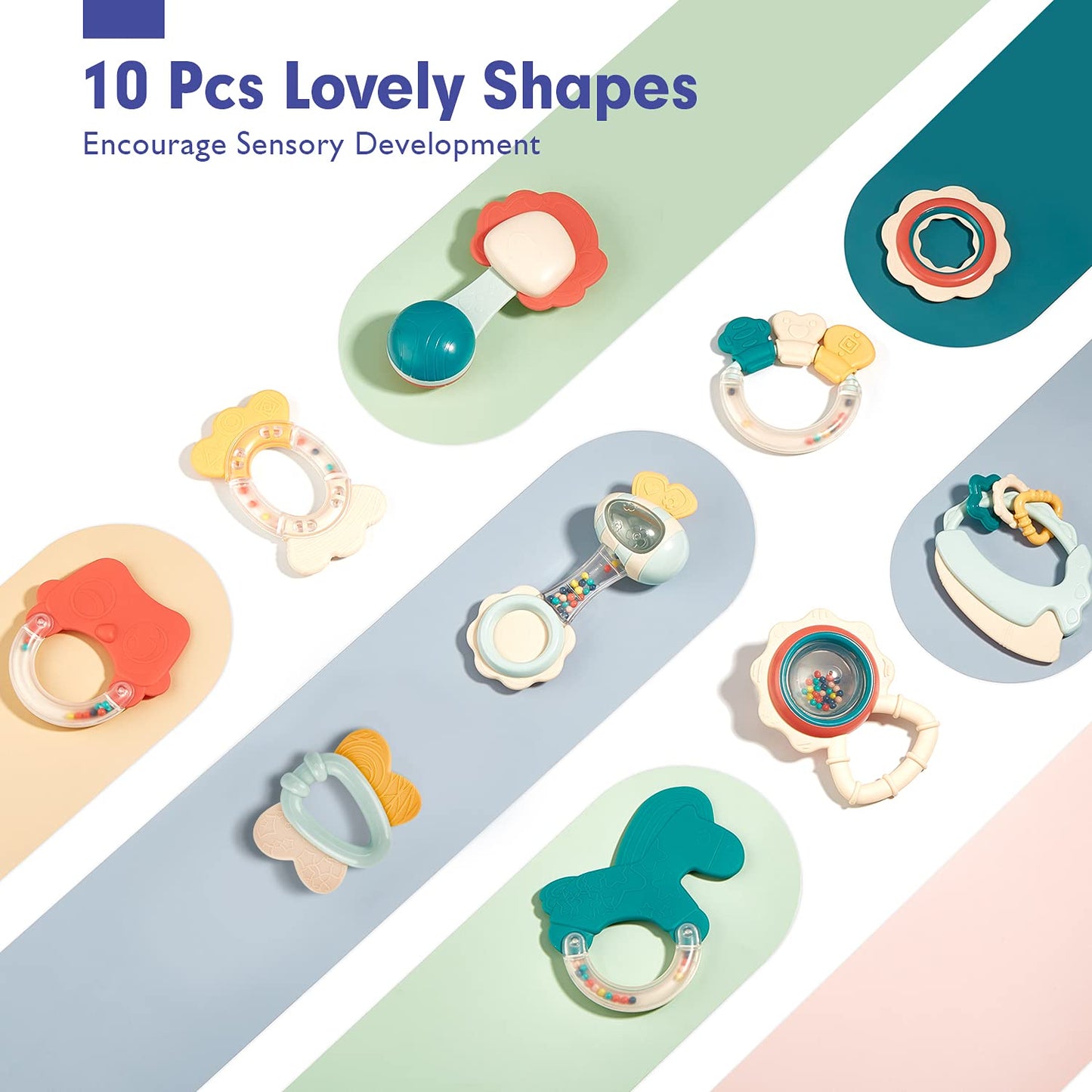 hahaland Baby Toys 0-6 Months - Baby Rattles Teething Toys 3-6 Month, Infant Toys 6-12 Months, Teether Grasping Shaker Toy 3 4 5 6 Month Old Must Haves Neutral Gifts Christmas Baby Stocking Stuffers