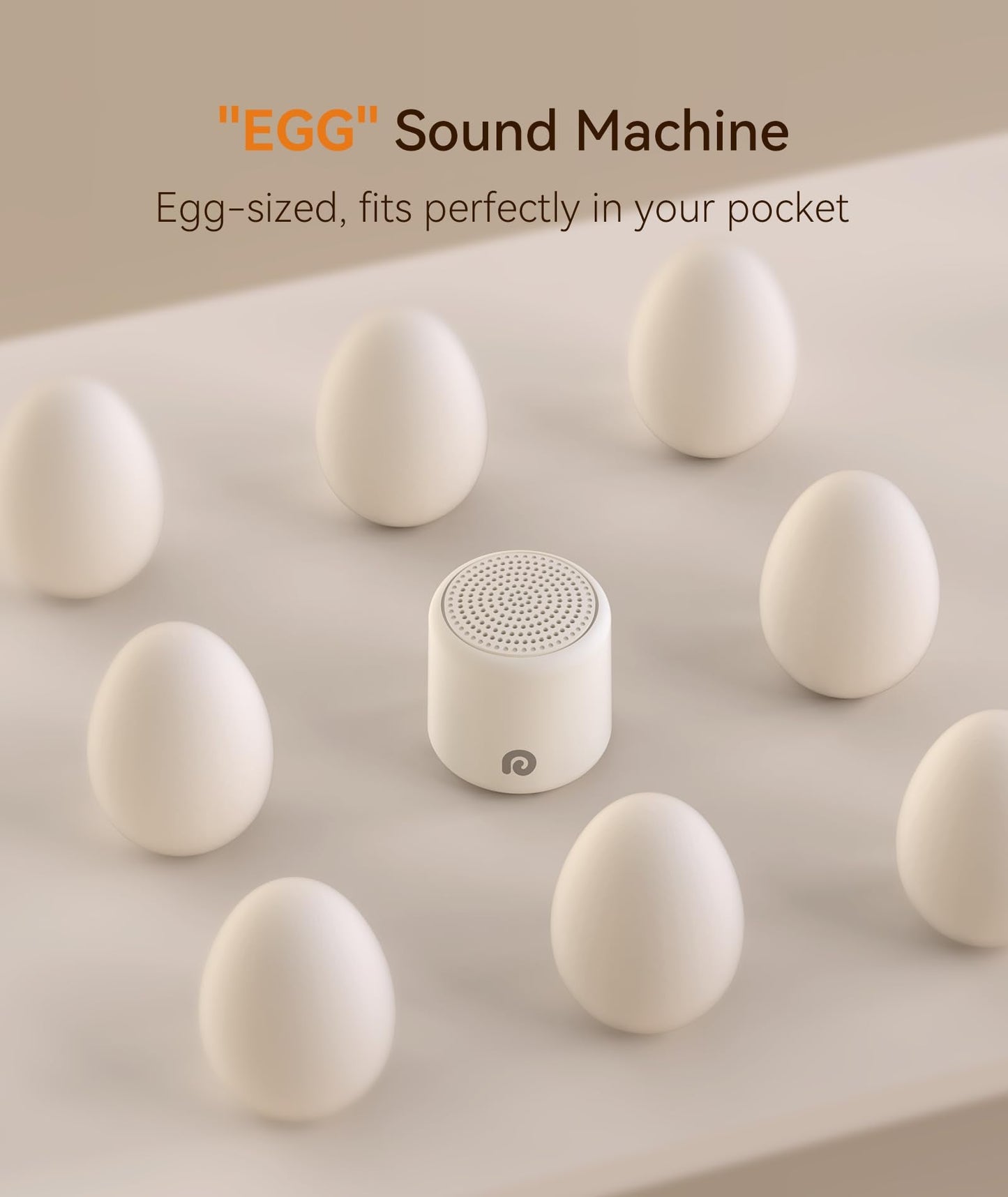 Dreamegg Portable White Noise Machine - Travel Sound Machine for Sleep, Features Powerful Battery, Egg-Sized, 16 Nature Sounds, Timer, Sound Machine for Baby Adults Office Privacy Home Gift