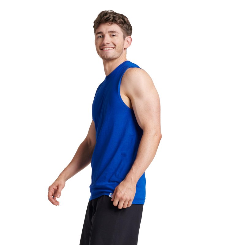 Russell Athletic Men's Cotton Performance Sleeveless Muscle T-Shirt,Royal,Medium