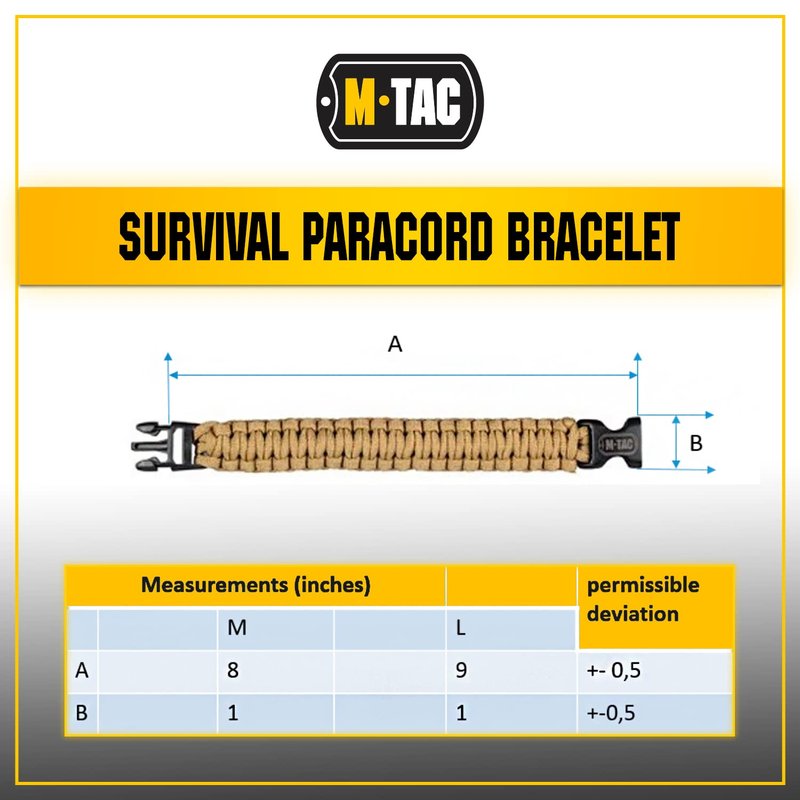 M-Tac Survival Paracord Bracelet - Cord 12 ft (144 Inch) - Tactical Emergency Cord Rope with Compass Whistle