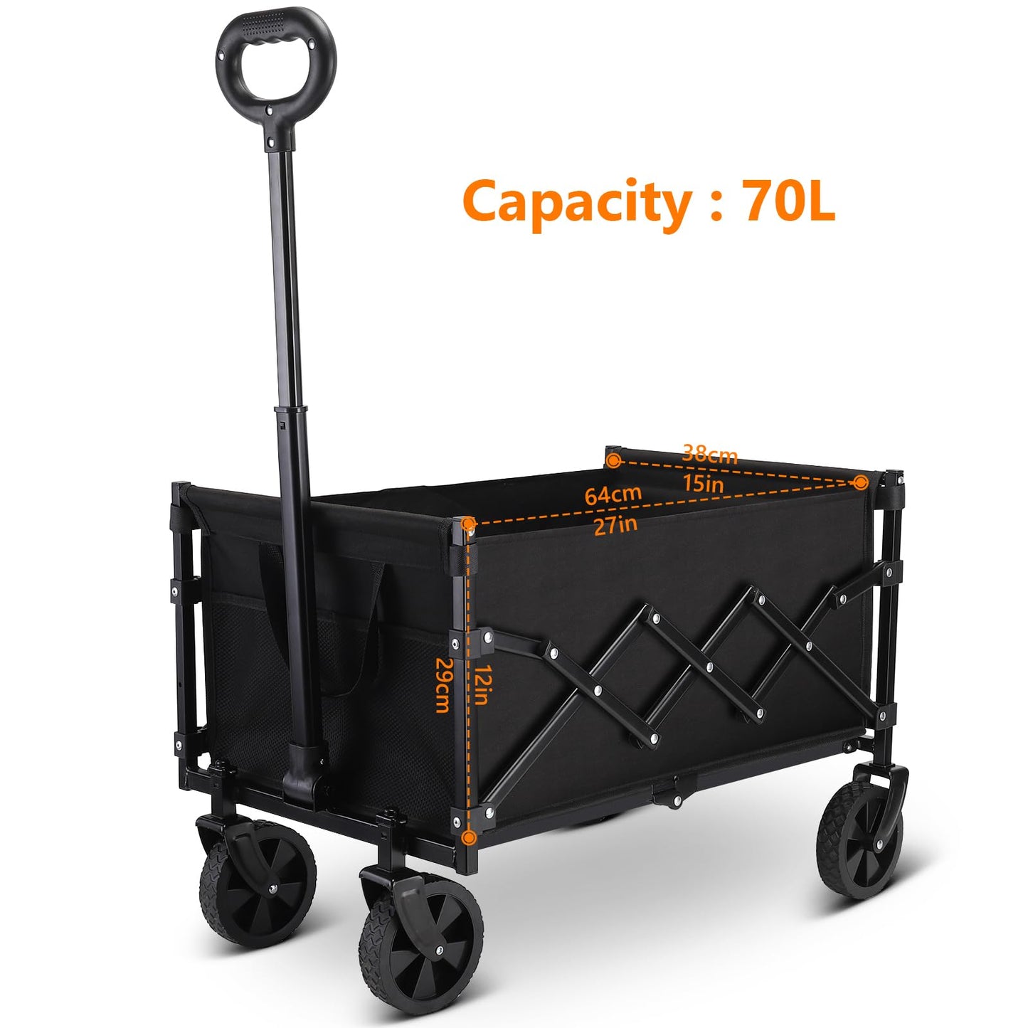 Folding Wagon Cart,Portable Heavy Duty Utility Foldable Garden Wagon Cart for Sports, Shopping, Camping and Outdoor Sport
