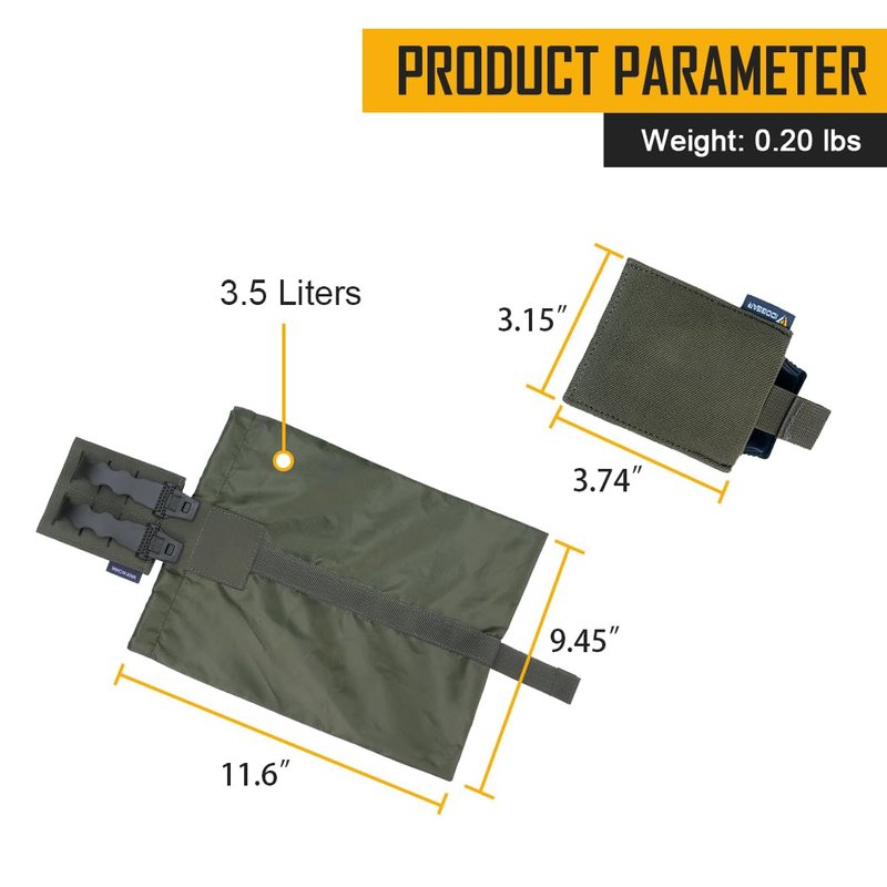 IDOGEAR SPORTS Tactical MOLLE Folding Dump Pouch Utility Tool Pouch Roll Up Quick-Release Magazine Waist Pouch Compact Storage for Outdoor Airsoft Paintball (Ranger Green)