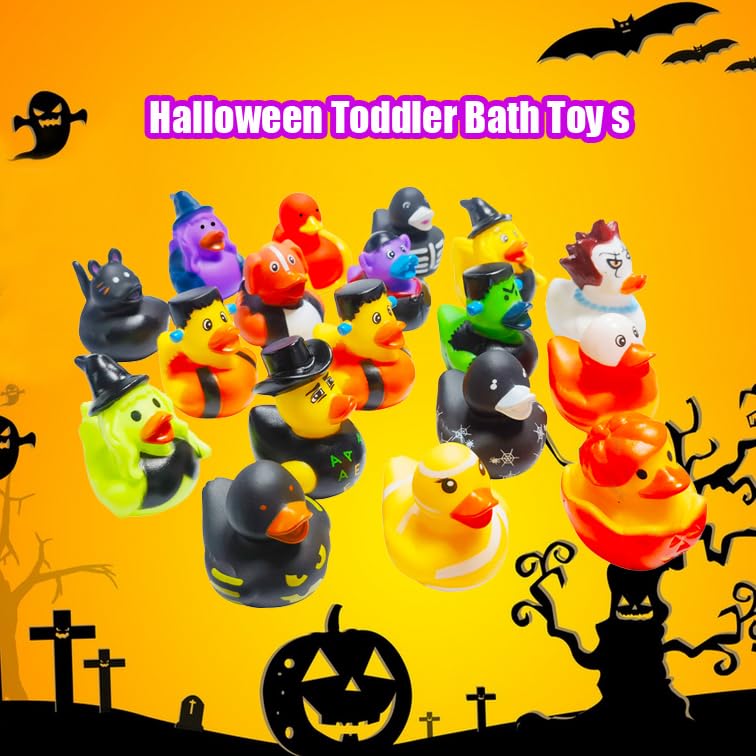 36 Pcs Halloween Rubber Ducks,Baby Showers Accessories Jeep Duckies Bath Toys for Kids Halloween Party Favors,Gift Exchange (Halloween)