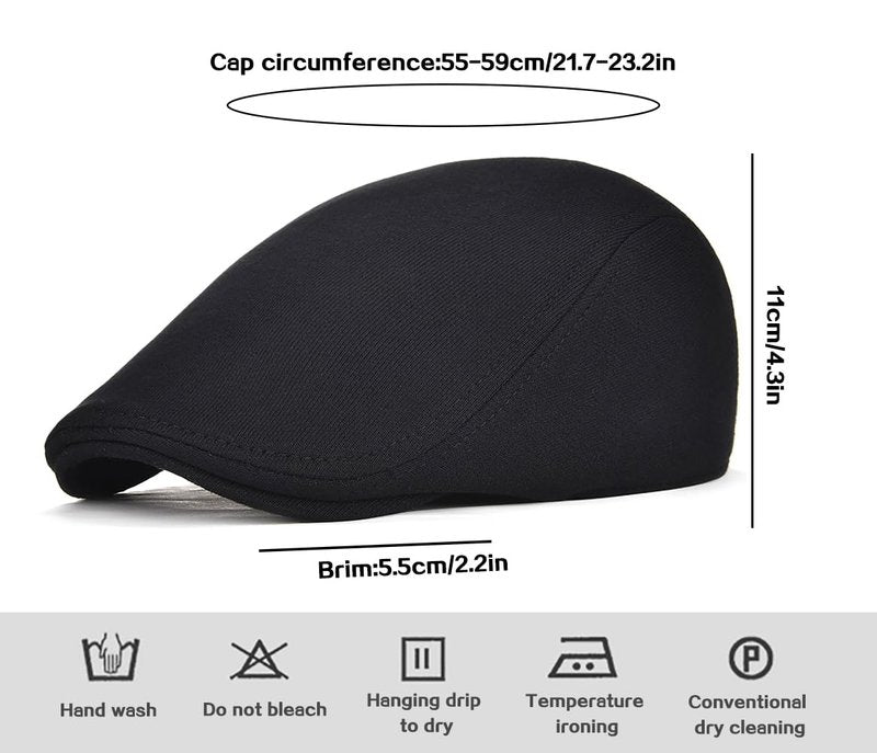 Xinveen Men's Newsboy Hat Adjustable Beret Ivy Cap Irish Cabbie Driving Hunting Hats Black