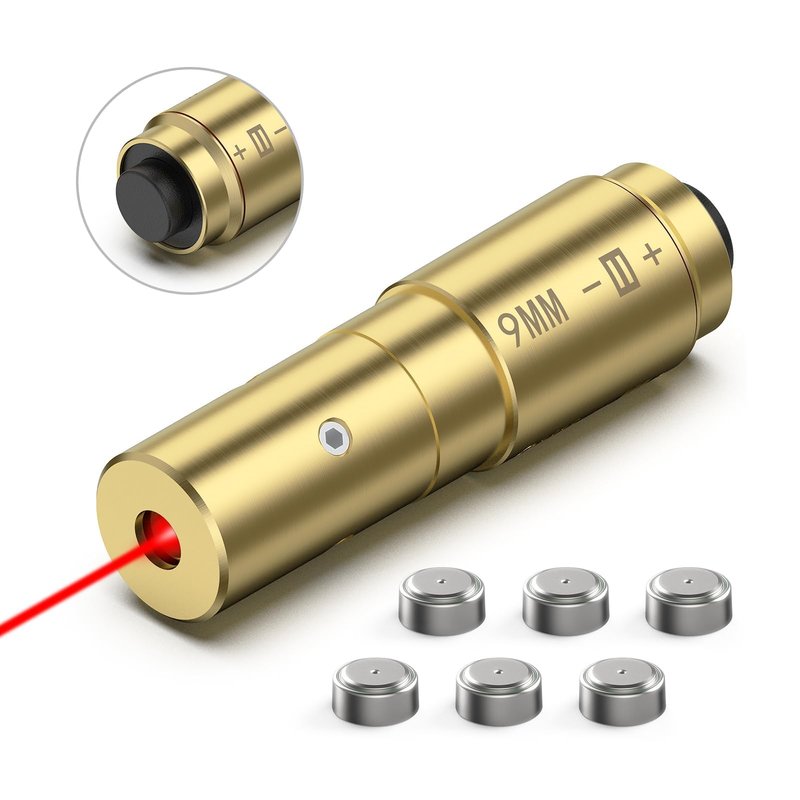 Feyachi Bore Sighting Laser 9mm Red Dot Laser Boresighter for Handgun Pistol with Tail Switch Included