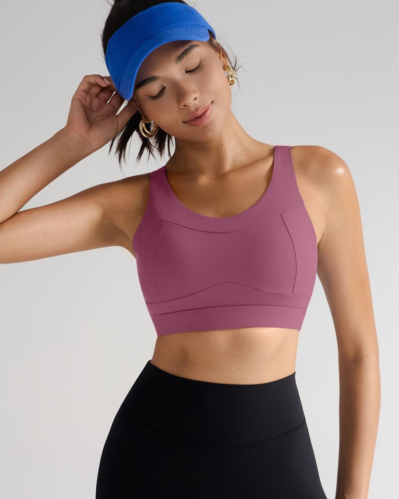 RUNNING GIRL High Impact Sports Bras for Women,Racerback Red Bra Workout Crop Tank Tops Longline Sports Bra Push up(WX2667 Pink,XXL)