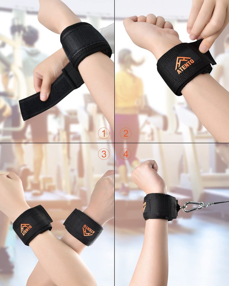 ATENTO 2 Pairs Ankle Strap for Cable Machine, Comfortable Padded Ankle Wrist Cuffs for Kickbacks, Gym, Glutes Workout & Lower Exercises, Adjustable & Breathable Ankle Straps for Women & Men