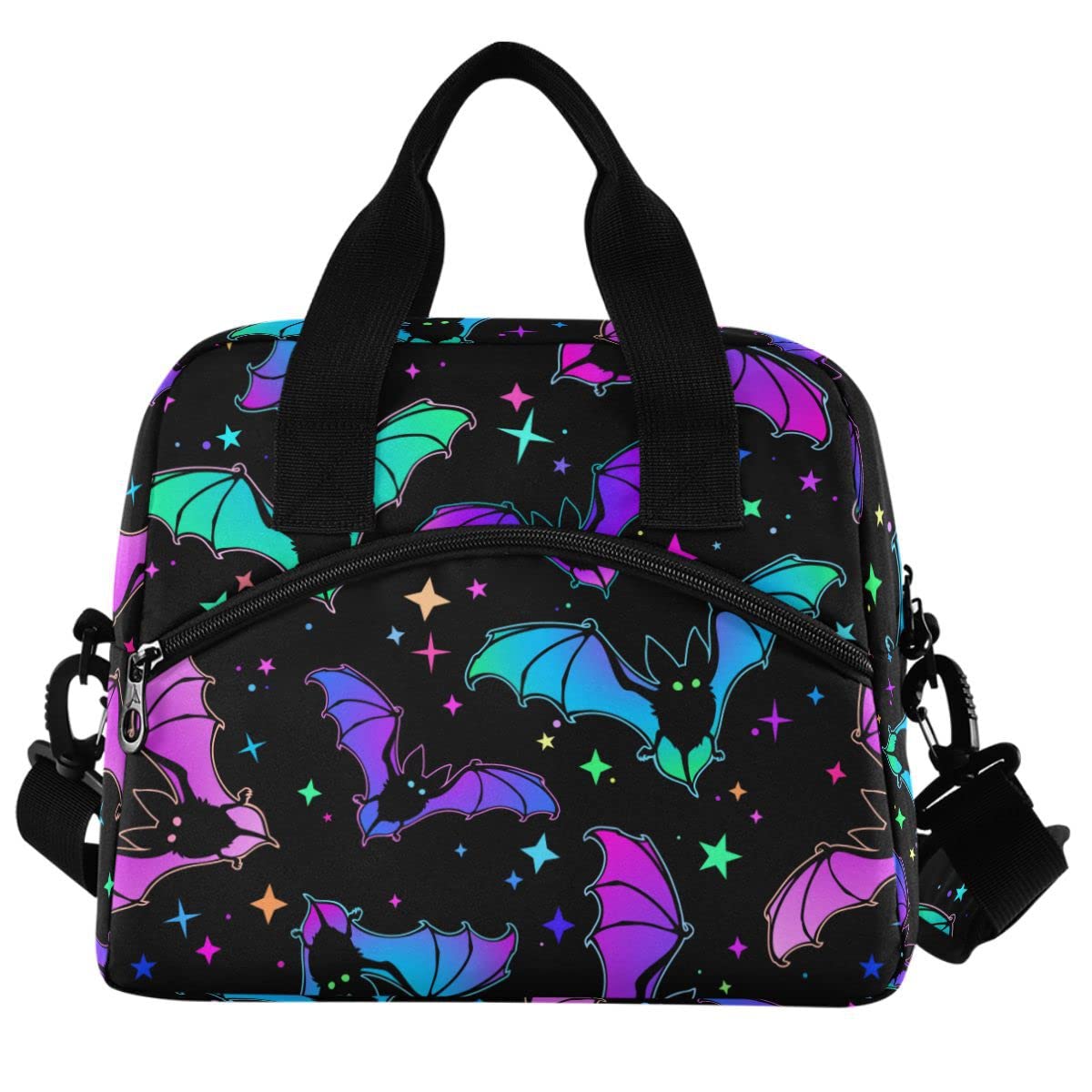 MNSRUU Insulated Lunch Bag Halloween Luminous Bats Women Lunch Tote Men Lunch Cooler Bag Reusable Leakproof Lunch Bag For Work School