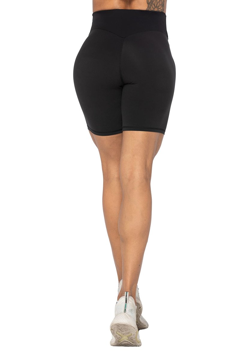 Sunzel 8" Waist Biker Shorts for Women No Front Seam Soft Yoga Workout Gym Bike Shorts Tummy Control Squat Proof Black