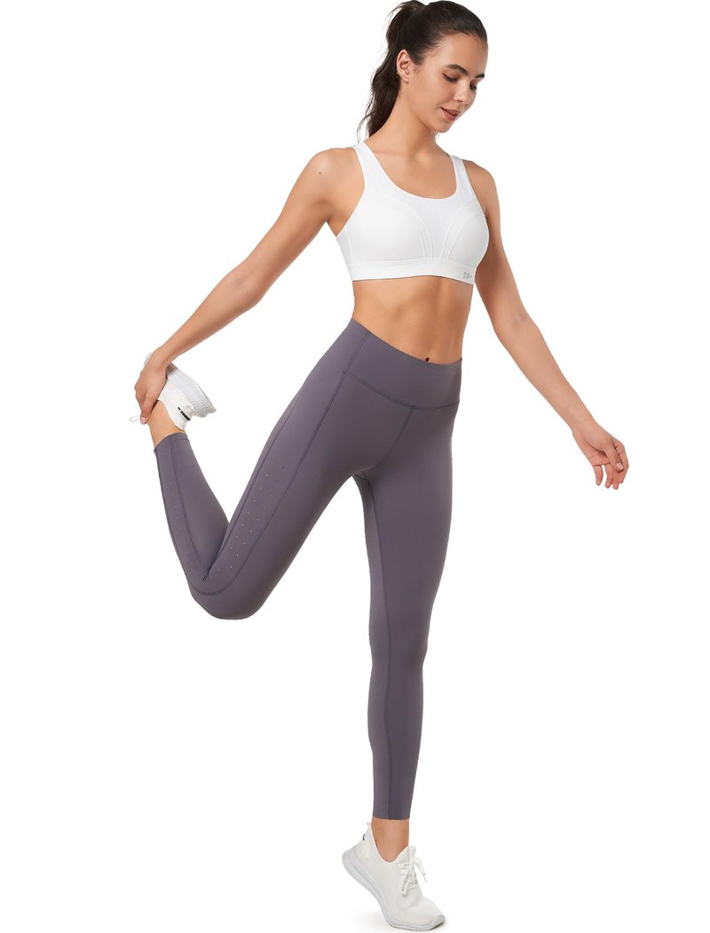 Yvette Supportive Adjustable Sports Bras for Women High Impact Support, Sewn-in Molded Cup Running Bra Large Bust No Bounce, Wireless Comfortable Workout HIIT with Hook & Eye Closure,White, M+