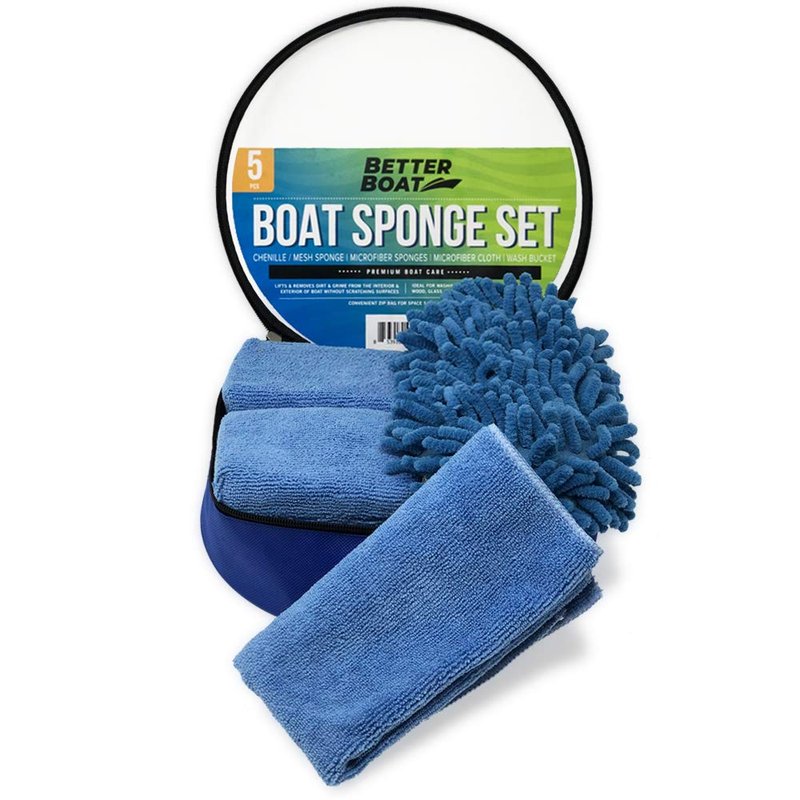 Boat Cleaner and Car Wash Sponges, Non-Scratch Microfiber Sponge and Wash Cloths, Complete Cleaning Kit for Interior, Exterior, Seats, Fiberglass Boat Hull, and Car, Washing and Detailing Supplies