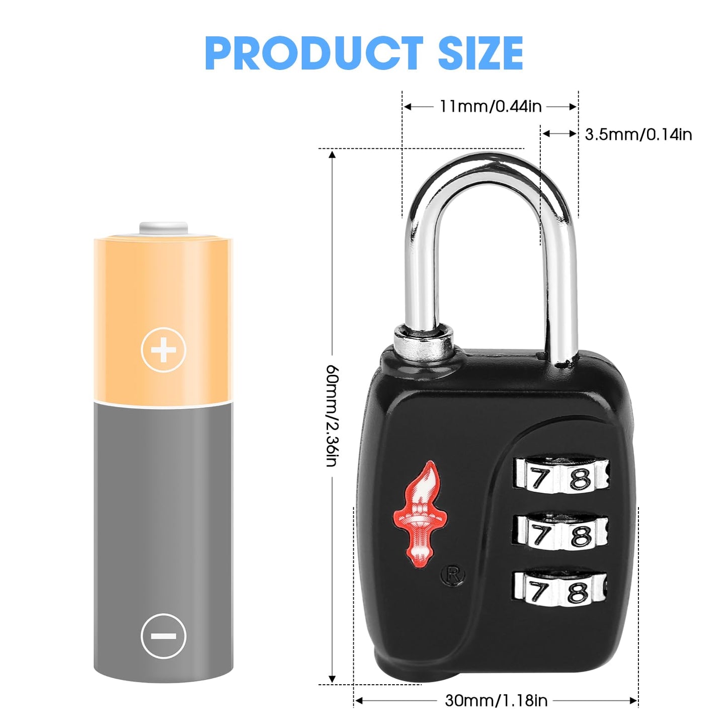 iGurutr TSA Locks 4-Pack - Ultra Lightweight Travel & Gym Combo Locks (54g Each!), TSA Approved Secure Luggage Locks for Suitcases, School Backpacks, Lockers - 3-Digit Code, 2.36in Compact Design