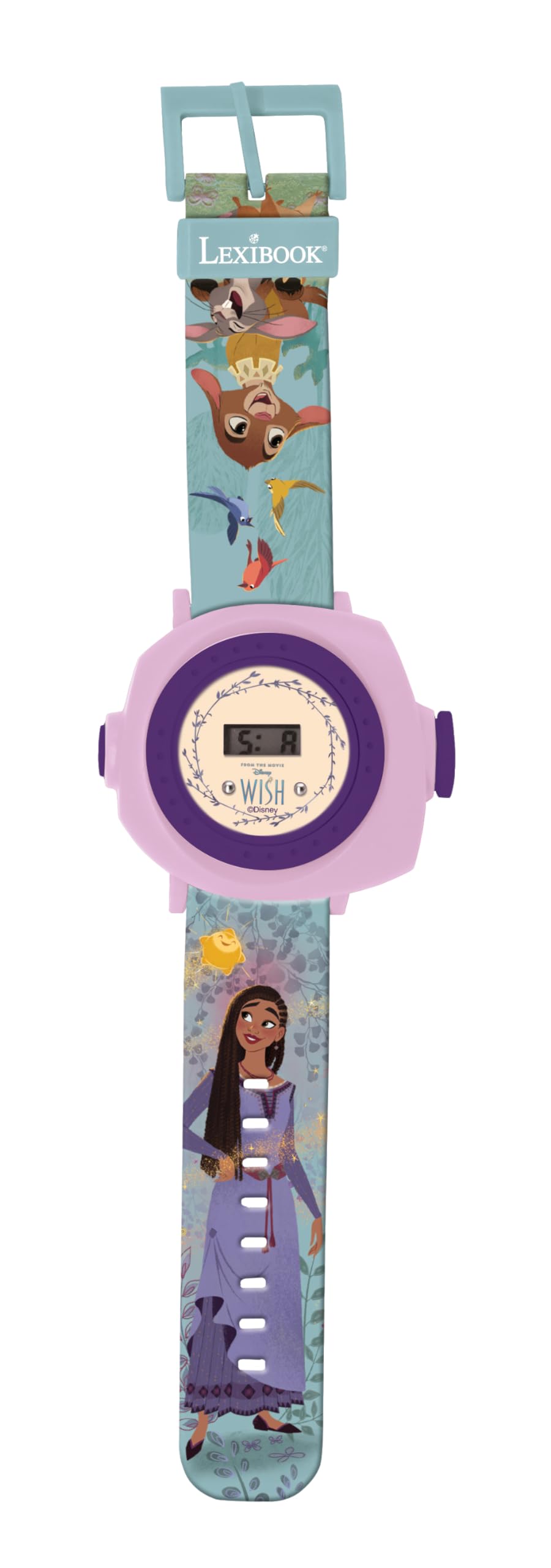 LEXIBOOK, Disney Wish - Adjustable Projection Watch Digital Screen - 20 Images of The Movie Wish - for Children - DMW050WI