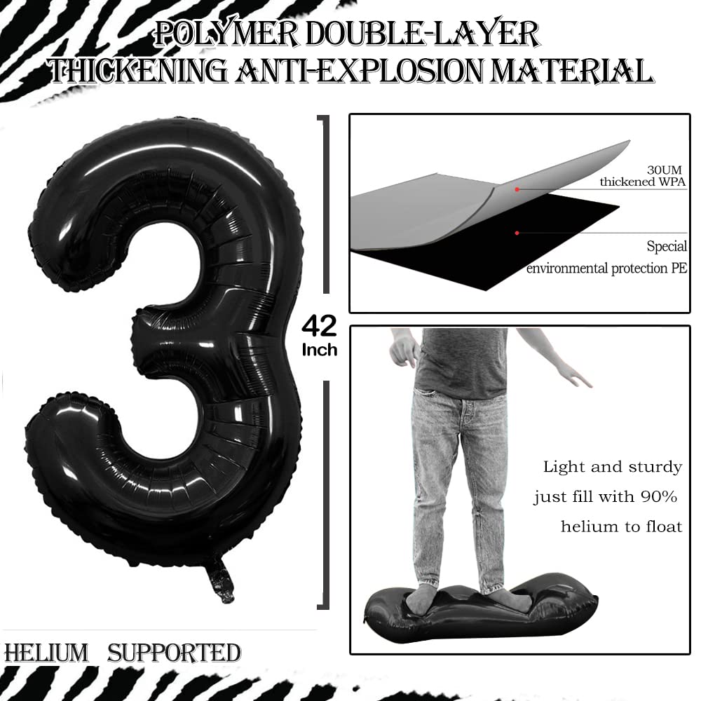 GOER Number 30 Balloons for 30th Birthday Party Decorations,42 Inch Jumbo Foil Helium Balloons for 30th Anniversary (Black)