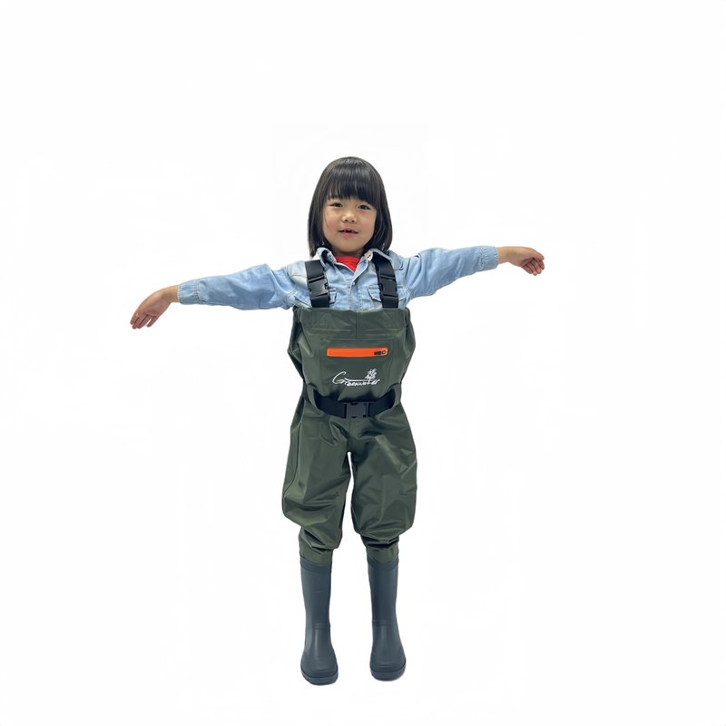 GREENWATER Kids Chest Waders Youth Fishing Waders with Boots Waterproof for Children Boys Girls Hanger & Bag Included (GREEN, 6-7Y)