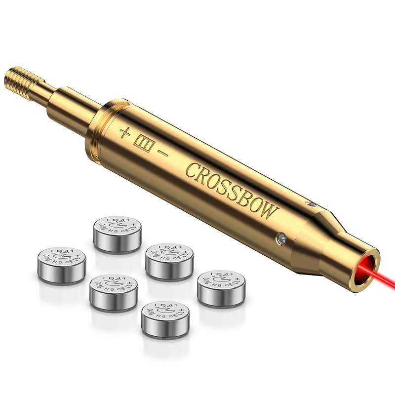 MidTen Crossbow Red Laser Bore Sight Crossbow Bow Archery Arrow Laser Boresighter Arrow Thread-On Crossbows Laser Sighting Tool with 2 Sets of Batteries