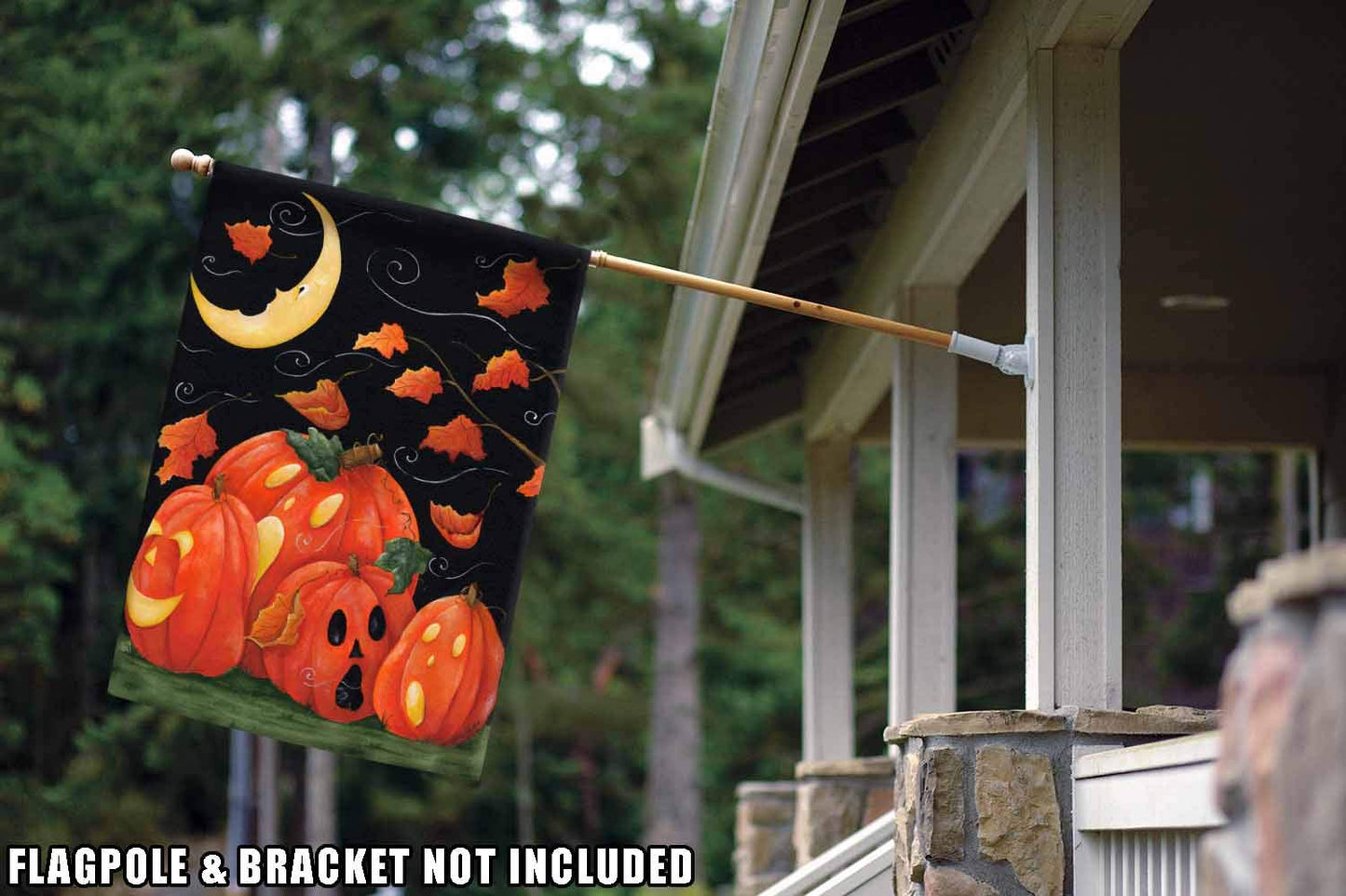 Toland Home Garden 28x40 Inch Double Sided House Flag Halloween Flag, Scary Night Spooky Halloween Garden Flag For Outdoor Yard Flag Decoration