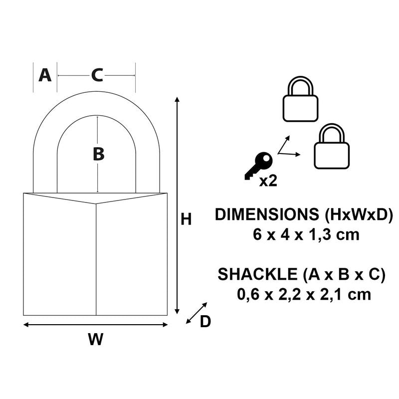 Master Lock 140T Solid Brass Padlock with Key, 2 Pack