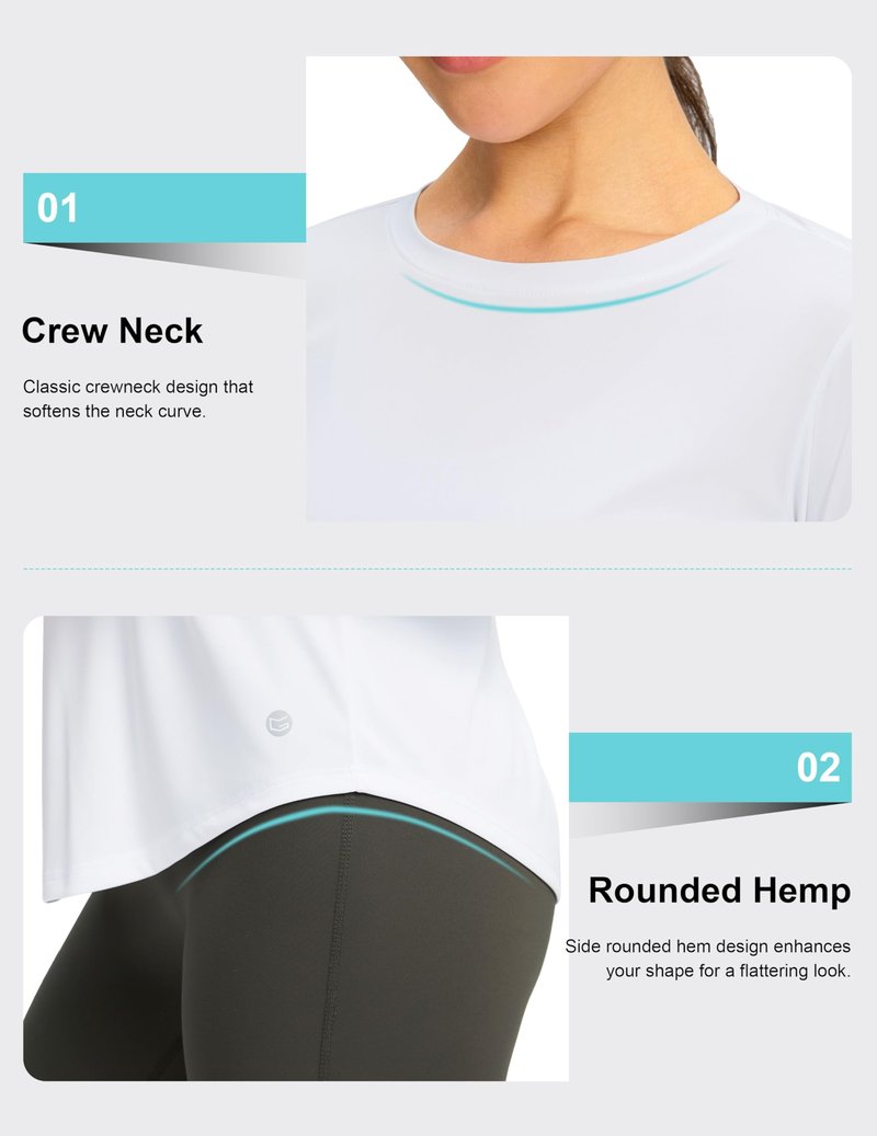 Women's UPF 50+ Sun Shirt Long Sleeve UV Shirts Rash Guard Lightweight Quick Dry Workout Hiking Tops for Women(White,M)