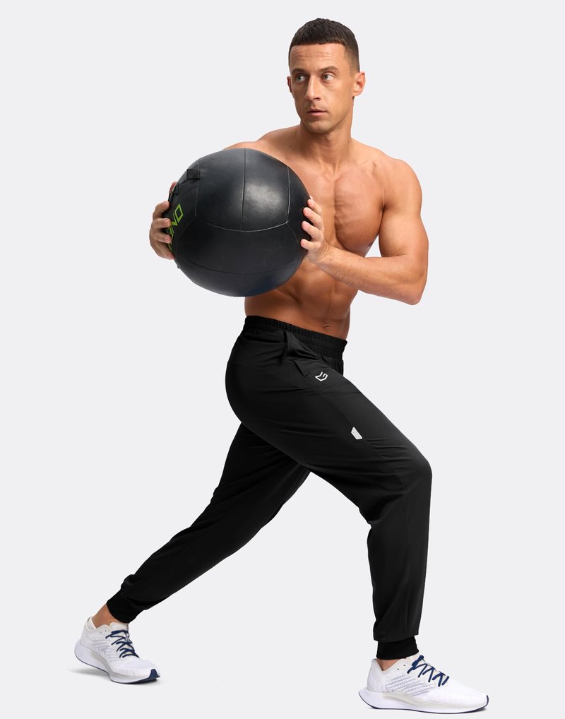 G Gradual Men's Joggers with Zipper Pockets Lightweight Athletic Workout Pants Quick Dry Sweatpants for Men Running Hiking(Black,M)