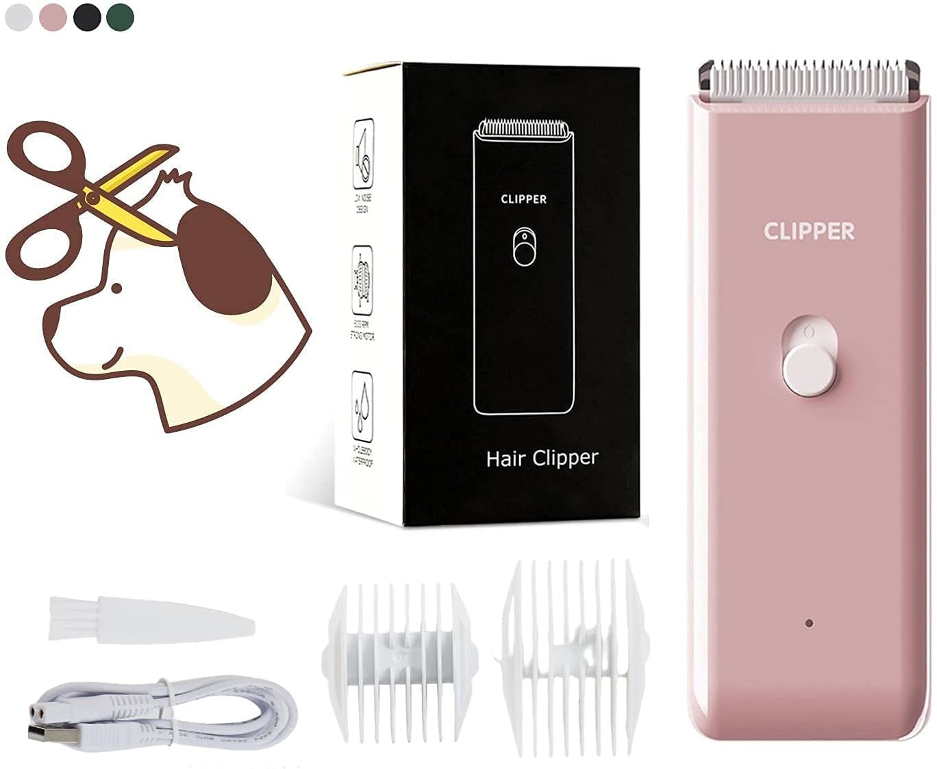 Dog Clippers Pet Grooming Clippers Kit Low Noise Cat Shaver Portable Electric USB Rechargeable Cordless Trimmer for Dogs,Cats and Other Pets, Pink