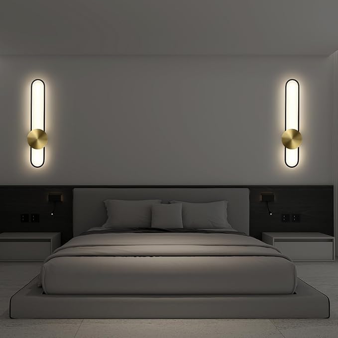 JAYMP Modern Wall Sconce Dimmable LED Wall Light Fixture, Hardwired Wall Lamp for Living Room, Dining Room, Bedroom, Hallway, Lobby, Entryway (Brushed Gold, H56cm/22inch)