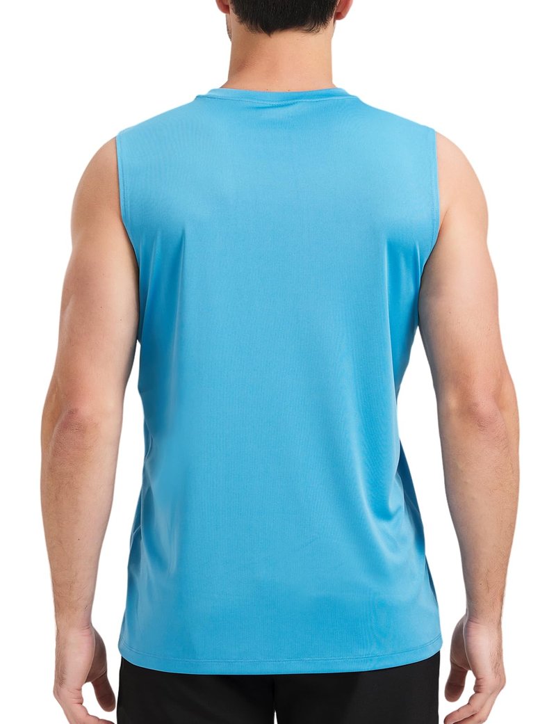 Upocool Men's UPF 50 Swim Tank Tops Workout Running Sleeveless Dry Fit UV Protection Rash Guard Muscle Tees Blue 3XL