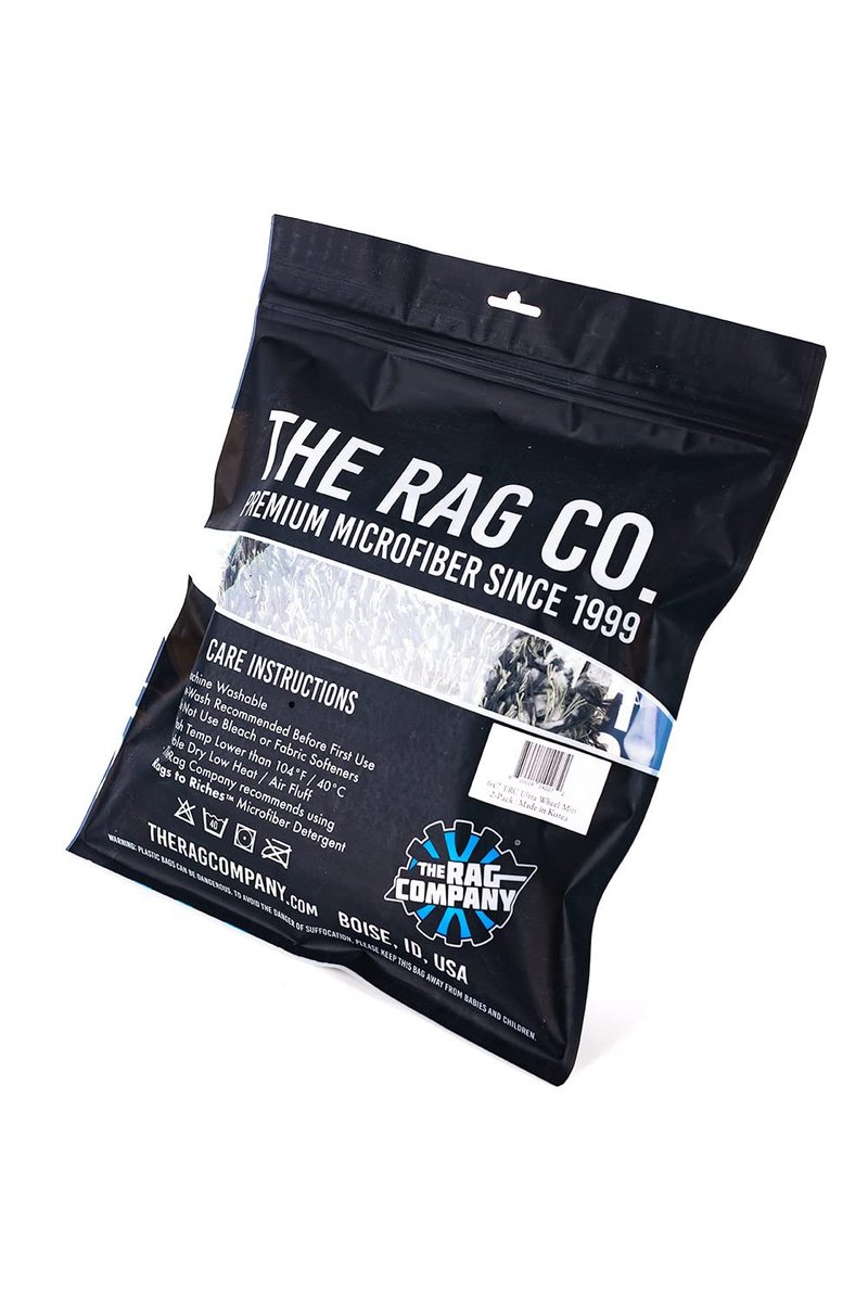The Rag Company – The Cyclone Ultra Wheel Mitt – Perfect for Wheels, Grills, and Tight Areas; Proprietary Microfiber Blend; Easily Releases Contaminates Upon Rinsing, 6in x 7in, Black/Grey (2-Pack)