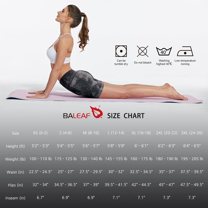 baleaf Biker Shorts Women Yoga Gym Workout Spandex Running Volleyball Tummy Control Compression with Pockets Soft 7" Tie Dye Black S