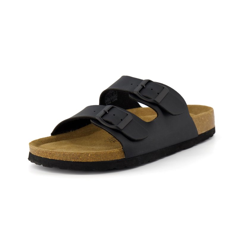 CUSHIONAIRE Lane Cork Footbed Womens Sandals Comfortable Double Buckle Slip On Sandals for Women with Arch Support and Classic Two Strap Design