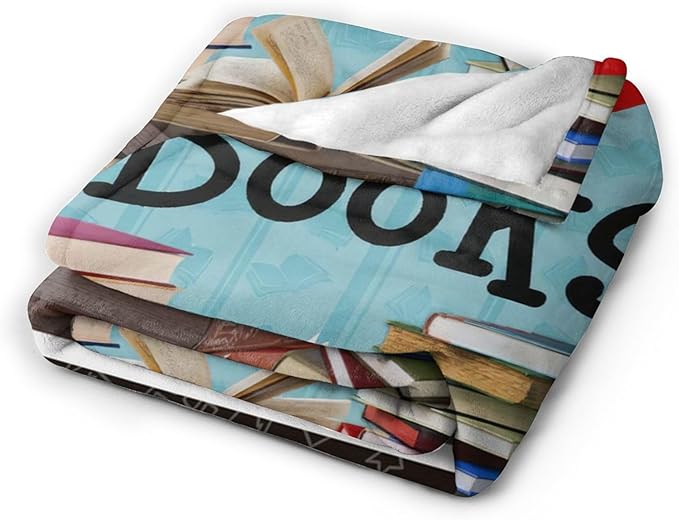 Book Blanket Decor Gifts for Book Lover, Flannel Fleece Fuzzy Reading Throw Blanket, Soft Warm Cozy Plush Books Blankets for Bed Couch Living Room Stuff Decoration for Kids Adult 50"x40"