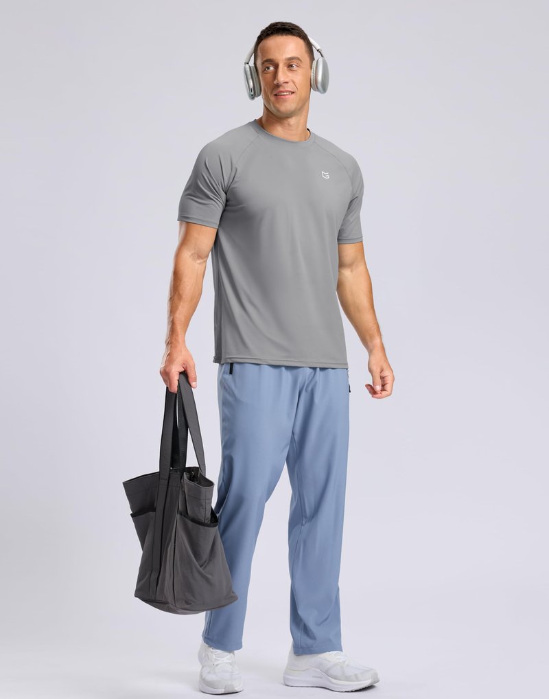 G Gradual Men's Athletic Workout T-Shirts Moisture Wicking Cooling Running Shirts Short Sleeve Performance Tee for Gym Tennis(Light Grey,XXL)