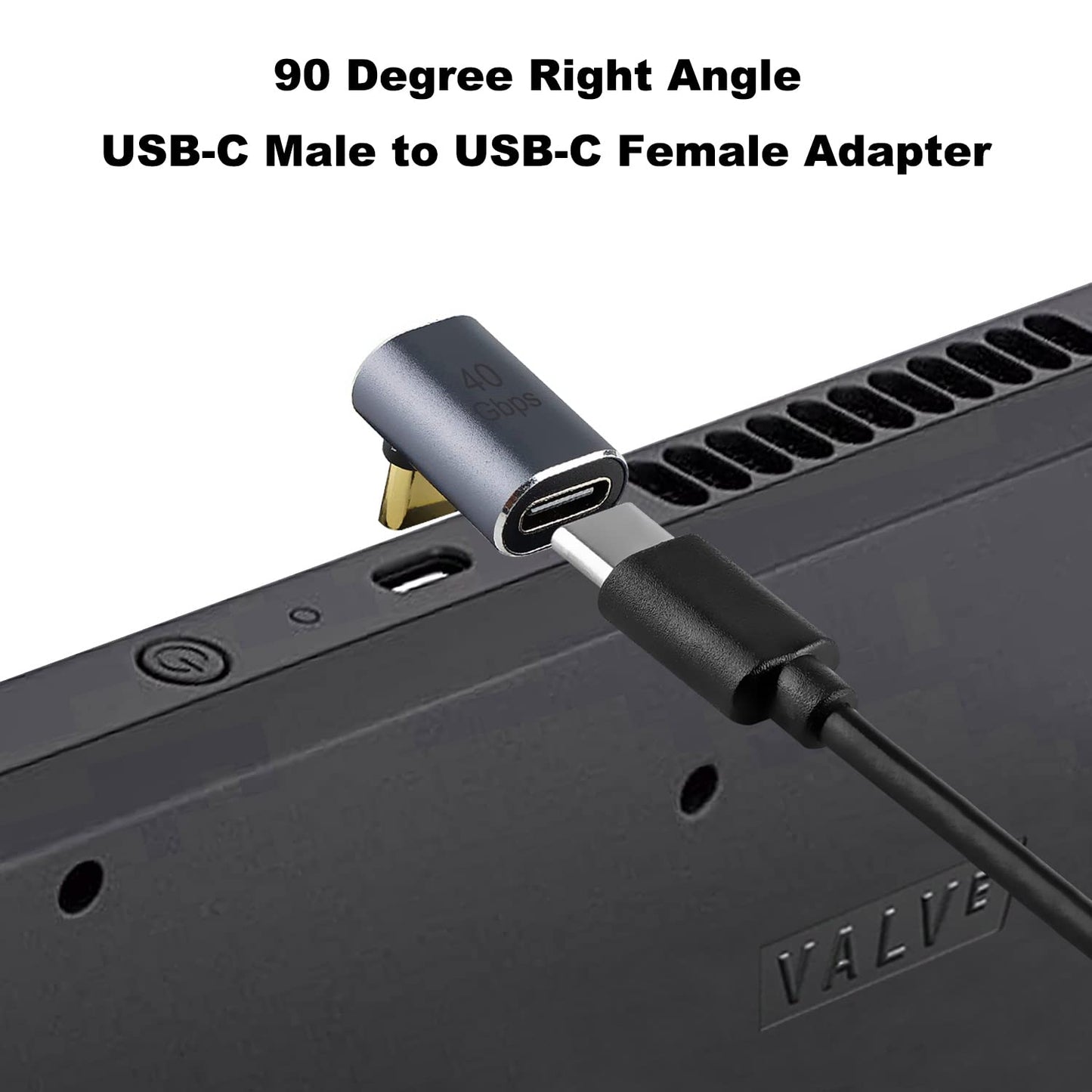 AreMe 90 Degree USB-C Male to Female Adapter, 2 Pack Right Angle 100W Type-C Adapter Extender for Steam Deck, ROG Ally, Switch, Notebook Computers, Tablet and Mobile Phones (Metallic Purple)