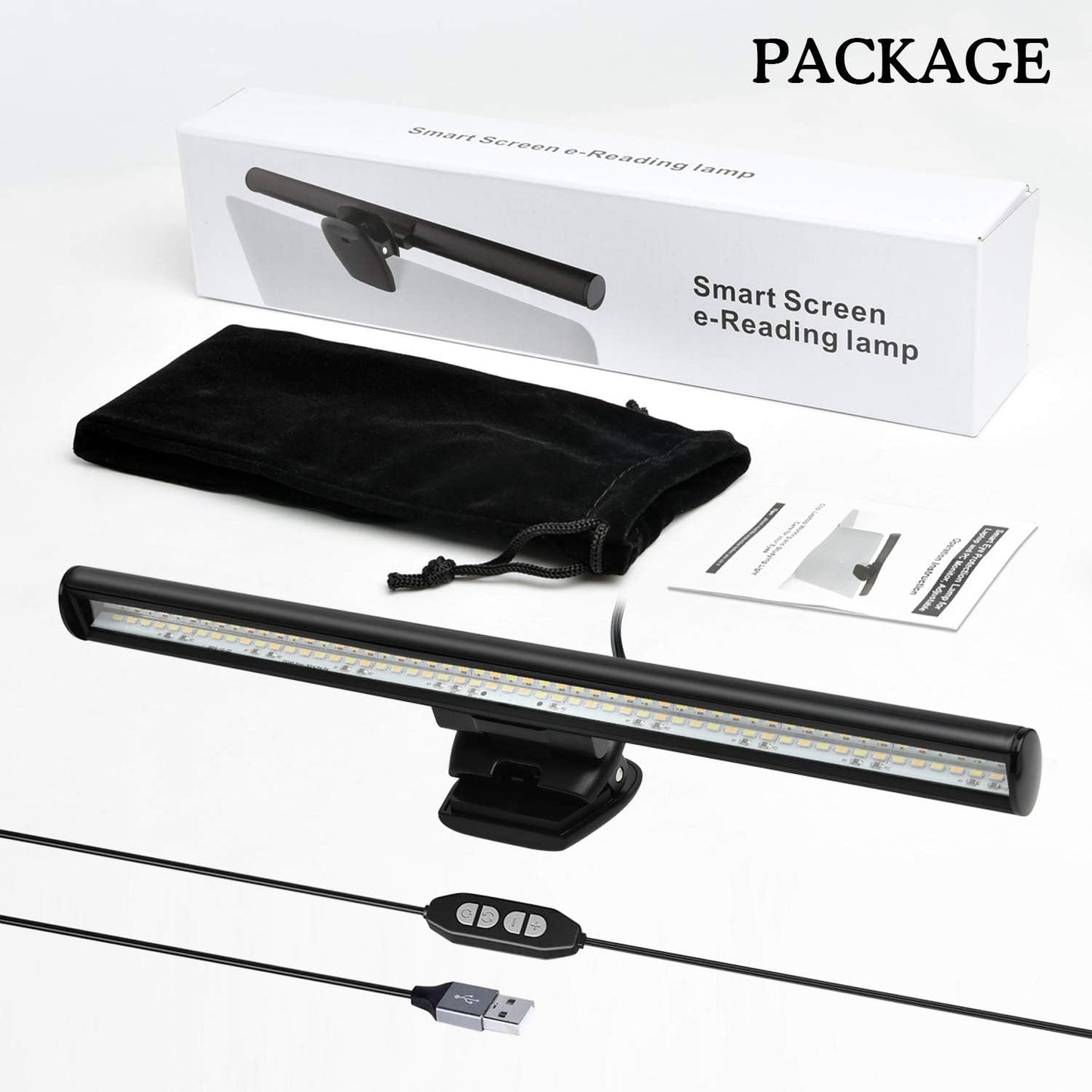 Monitor Light Bar, Computer e-Reading Task Lamp - 3 Color Modes, 10 Brightness Levels, USB Powered