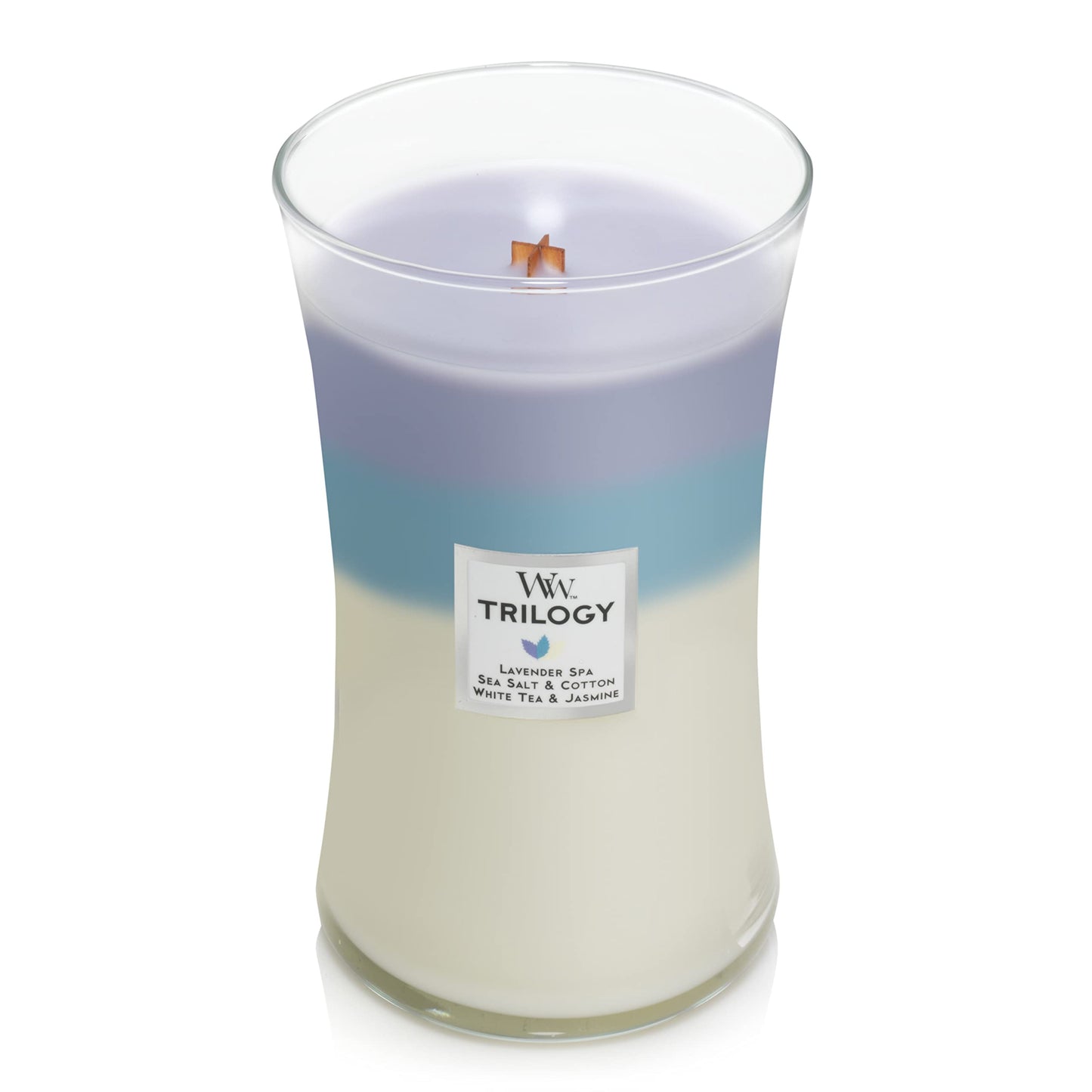 WoodWick Large Hourglass Trilogy Scented Candle | Calming Retreat | with Crackling Wick | Burn Time: Up to 130 Hours