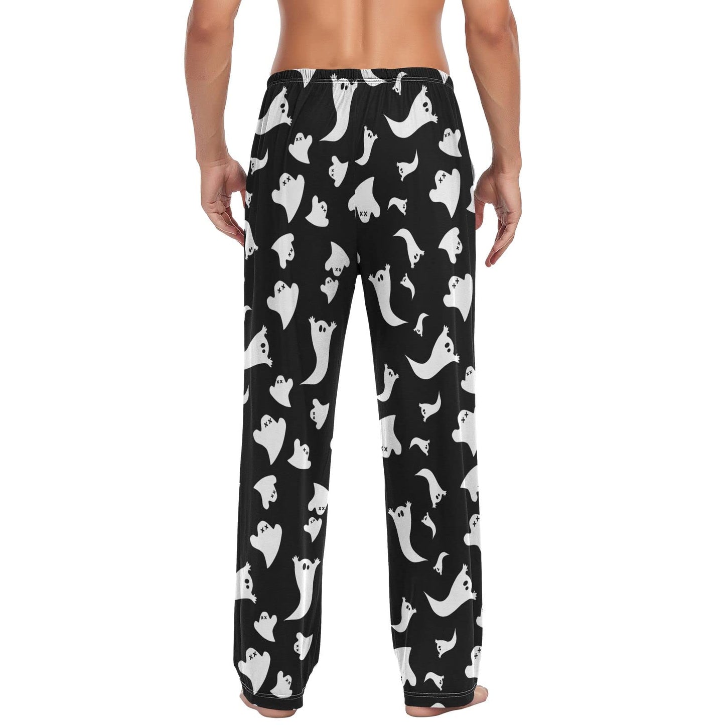 JHKKU Halloween Ghosts Pajama Pants for Men's Soft Comfy Sleepwear Lounge Lightweight Pj Bottoms with Pockets Drawstring, Large