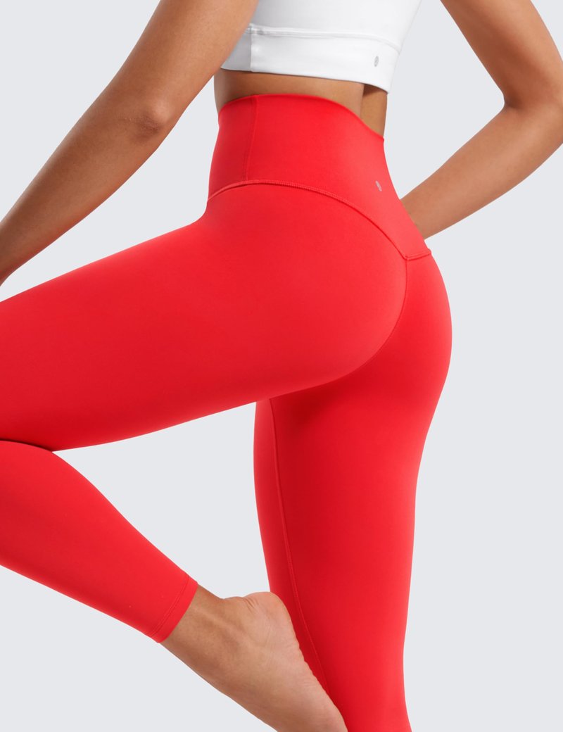 CRZ YOGA Butterluxe Yoga Leggings 25" - High Waisted Buttery Soft Womens Workout Lounge Pants Deep Red Small